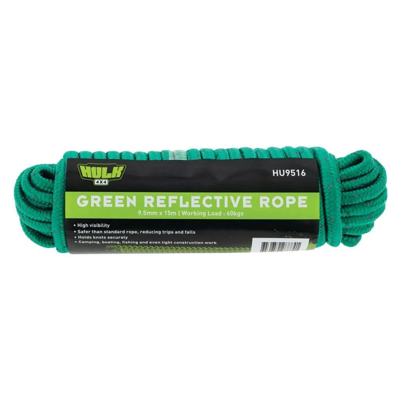 Hulk 4x4 15M Reflective Rope - Green