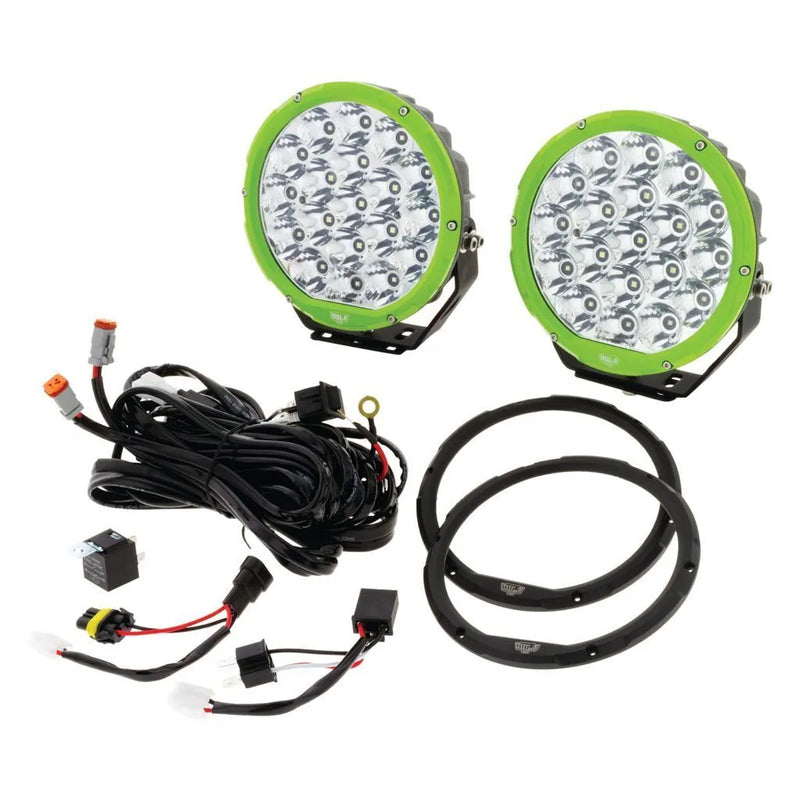 Hulk 4x4 7" Round Led Driving Lamp - Green/Black Bezel