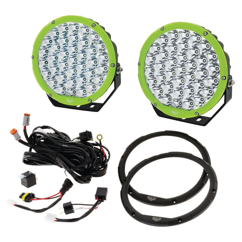 Hulk 4x4 9" Round Led Driving Lamp - Green & Black Bezel