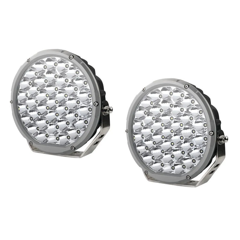 Hulk 4x4 9" Round Led Driving Lamp Pair - Silver Bezel