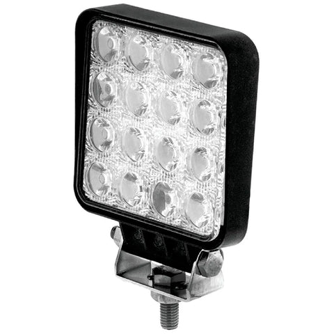 Hulk 4x4 LED Square Worklamp Flood Beam 10-30V 48Watt 16 LEDs Blck Abs