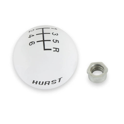 Hurst Shift Knob - 6 Speed - White Fits Shifters with 3/8-16 Threads