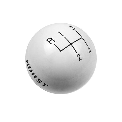 Hurst Shift Knob - 4-Speed Pattern - White Fits Shifters with 3/8-16 Threads - Engraved on Both Sides