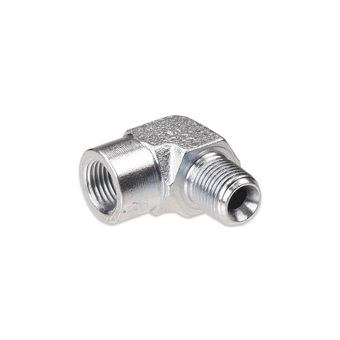 IAG Performance 90 Degree 1/8 inch NPT Male to Female Zinc Plated Fitting (FXT 04-13/STI 04+) — fits Subaru Forester