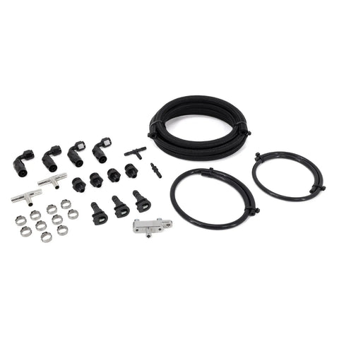 IAG Performance Braided Fuel Line & Fitting Kit for Top Feed Fuel Rails & OEM FPR (WRX 02-07/STI 07) — fits Subaru STI