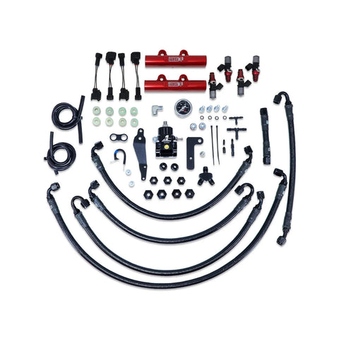 IAG Performance PTFE Fuel System Kit w/ ID Injectors, Aeromotive FPR, Fuel Rails 2600cc - Red (WRX 08-14/STI 08-21)...