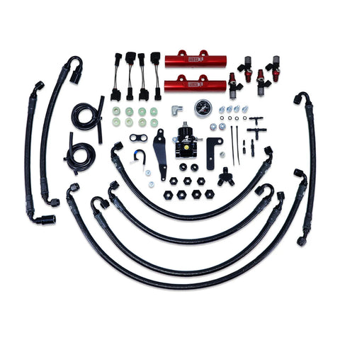 IAG Performance PTFE Flex Fuel System Kit w/ ID Injectors, Aeromotive FPR, Fuel Rails 1700cc - Red (WRX 08-14/STI 0...