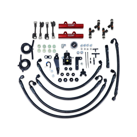 IAG Performance PTFE Fuel System Kit w/ FIC Injectors, Aeromotive FPR, Fuel Rails 1000cc - Red (WRX 08-14/STI 08-21)