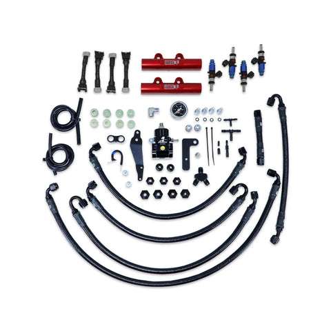 IAG Performance PTFE Fuel System Kit w/ FIC Injectors, Aeromotive FPR, Fuel Rails 1200cc - Red (WRX 08-14/STI 08-21...