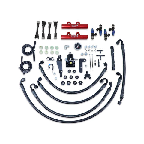 IAG Performance PTFE Fuel System Kit w/ FIC Injectors, Aeromotive FPR, Fuel Rails 1650cc - Red (WRX 08-14/STI 08-21...