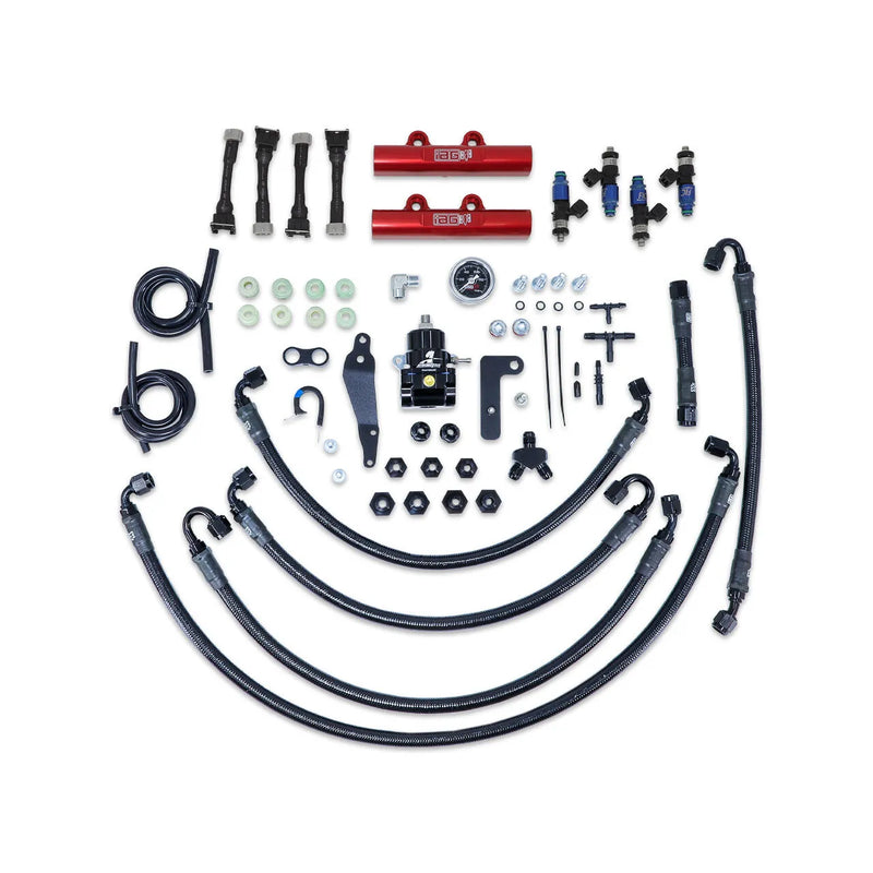 IAG Performance PTFE Fuel System Kit w/ FIC Injectors, Aeromotive FPR, Fuel Rails 1650cc - Red (WRX 08-14/STI 08-21...