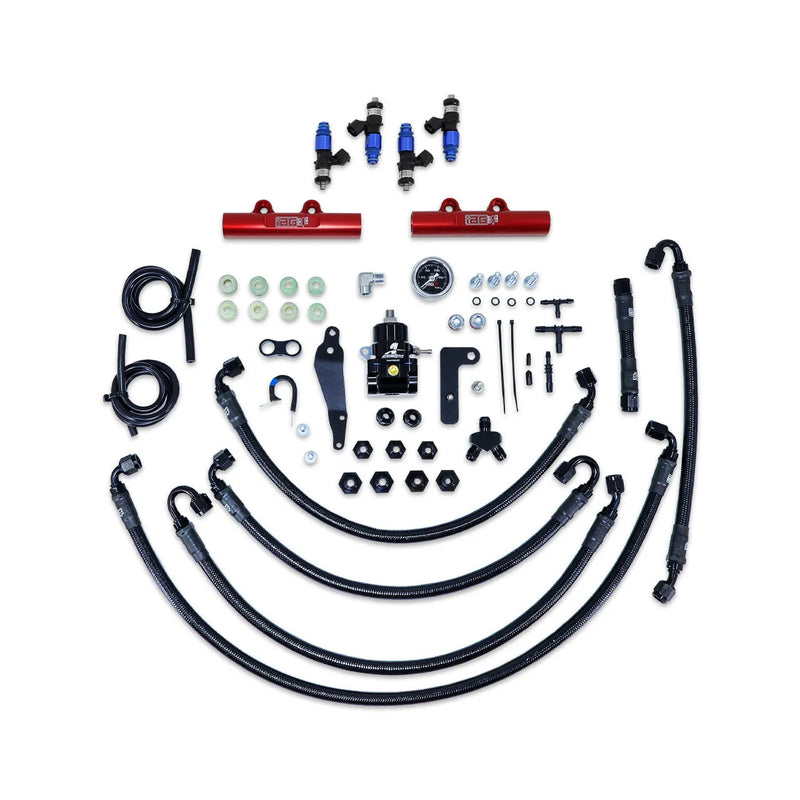 IAG Performance PTFE Fuel System Kit w/ FIC Injectors, Aeromotive FPR, Fuel Rails 2150cc - Red (WRX 08-14/STI 08-21...