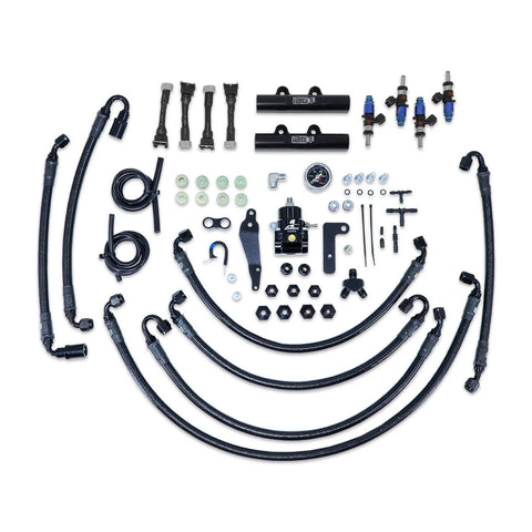 IAG Performance PTFE Flex Fuel System Kit w/ FIC Injectors, Aeromotive FPR, Fuel Rails 1200cc - Black (WRX 08-14/ST...
