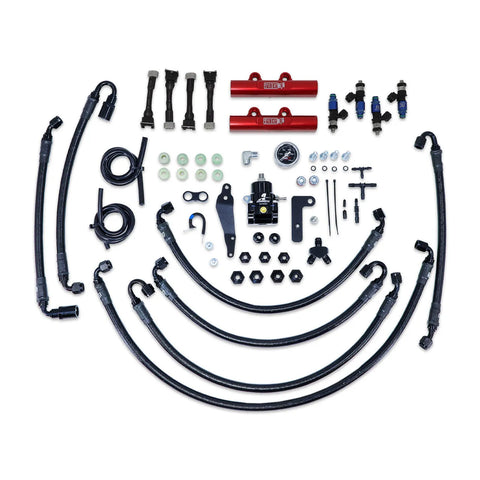 IAG Performance PTFE Flex Fuel System Kit w/ FIC Injectors, Aeromotive FPR, Fuel Rails 1650cc - Red (WRX 08-14/STI...