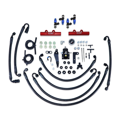 IAG Performance PTFE Flex Fuel System Kit w/ FIC Injectors, Aeromotive FPR, Fuel Rails 2150cc - Red (WRX 08-14/STI...
