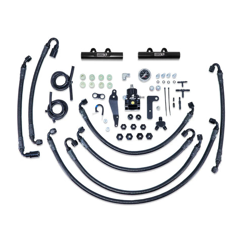 IAG Performance PTFE Flex Fuel System Kit w/ Aeromotive FPR, Fuel Rails (WRX 08-14/STI 08-21) — fits Subaru Impreza