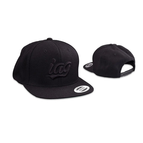 IAG Performance Script Logo Embroidered Snapback Cap - Black