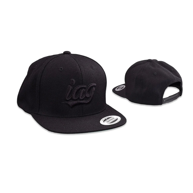 IAG Performance Script Logo Embroidered Snapback Cap - Black