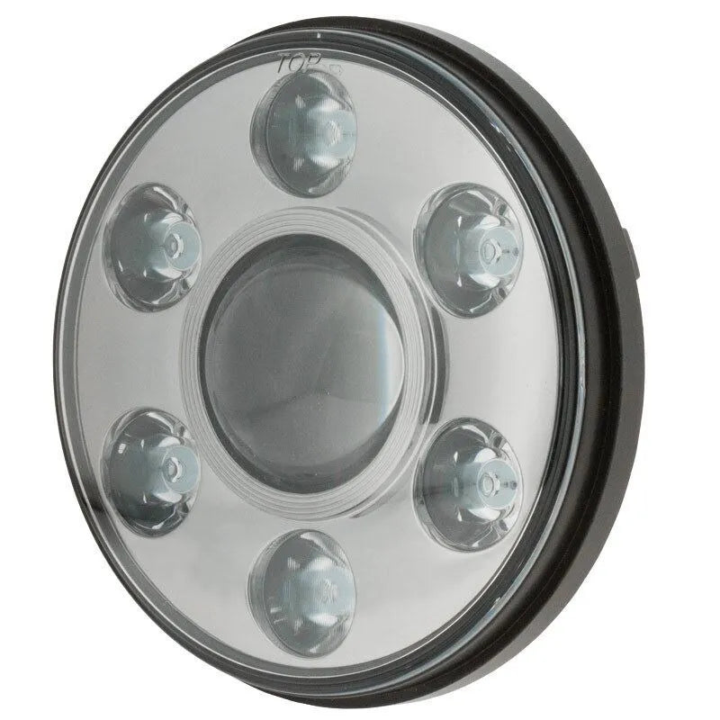 Ignite 7" LED Headlight 9-36V High/Low Bean - Chrome Face 7LEDs 65 Watt
