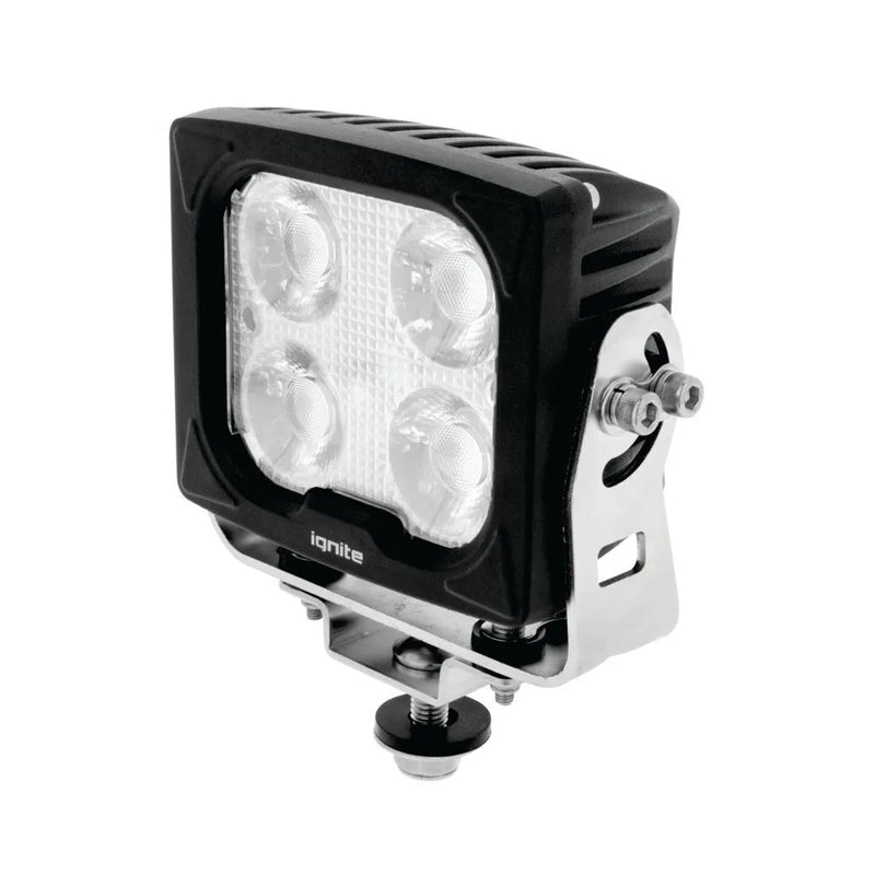 Ignite LED Square Work Lamp Flood Beam 9-36V 43W 4 Leds Slim Blk Housing 5,400 Lumens Ip69K