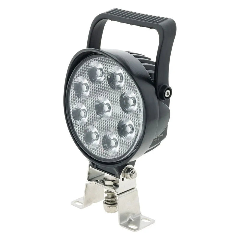 Ignite LED Round Spot Beam Work Lamp W/ Handle & Switch Black Housing