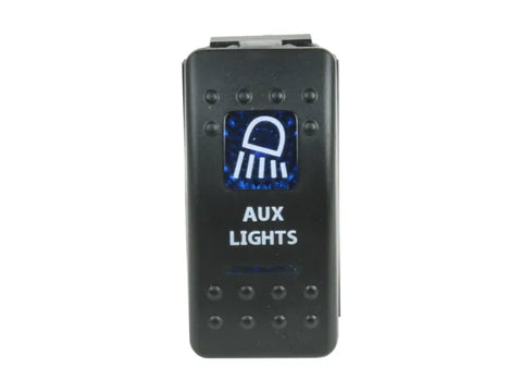 Superior Engineering Rocker Switch Aux Lights Blue Printed Lens (Each)