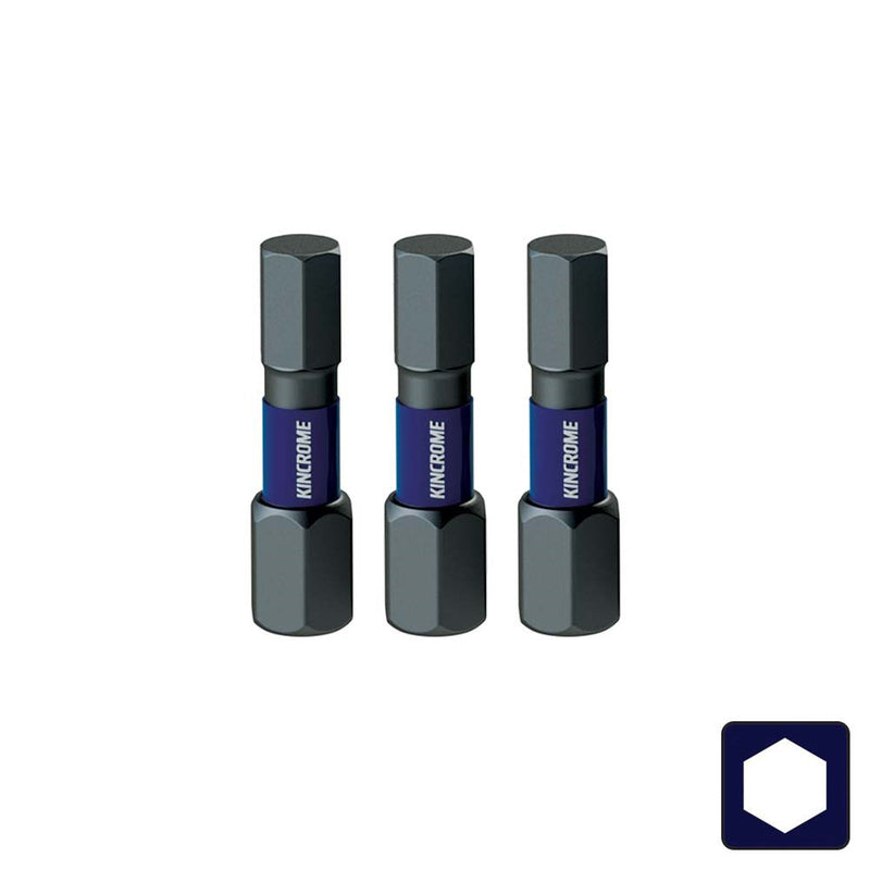Kincrome Impact Bit Hex 5Mm 25Mm 3Pk K21337
