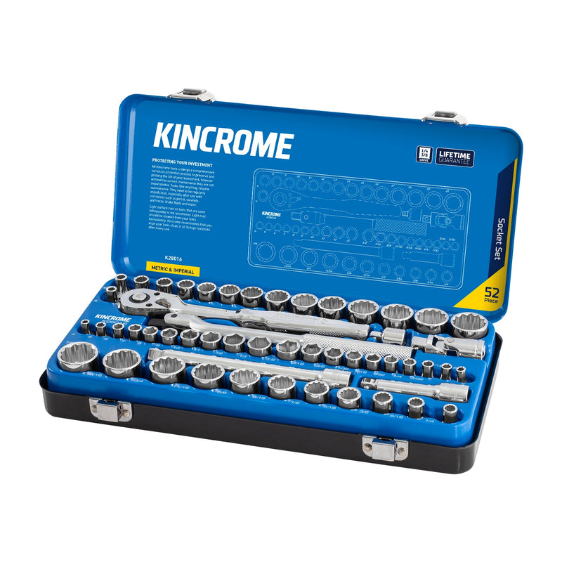Kincrome Socket Set 52Pce 1/4 & 3/8 Dve K28016