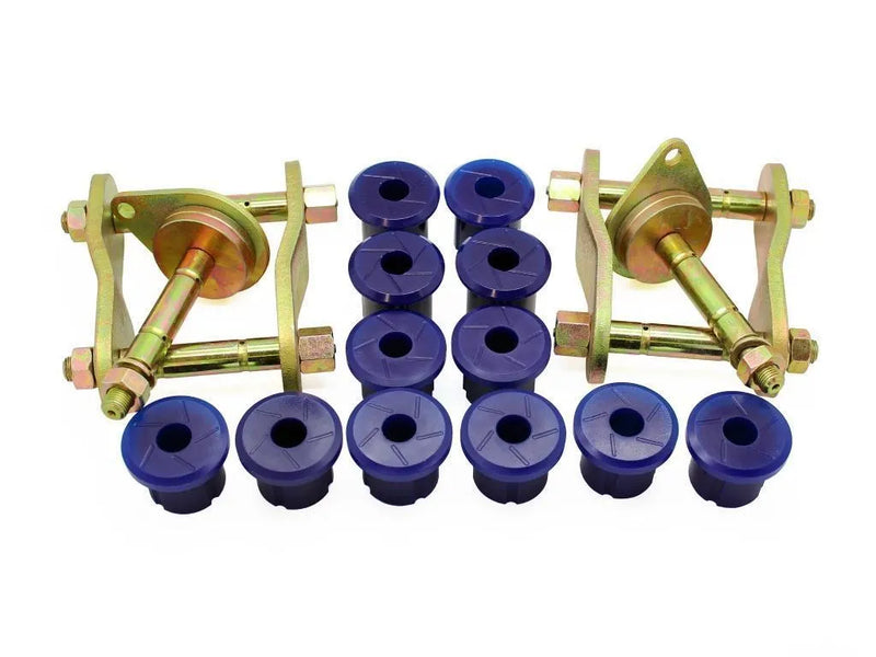 SuperPro Greasable Shackle + Bush Kit w/Fixed Pin - Rear (Landcruiser 76/78/79 Series) — fits Toyota Landcruiser 79...