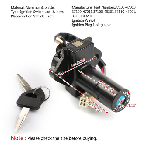 Suzuki GS550 GS 450 / 400 / 250 GS1000 GSX 1100 Generic Ignition Switch Lock Keys