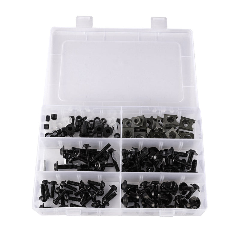 Honda Kawasaki Yamaha Suzuki Generic 177PCS Motorcycle Sportbike Windscreen Fairing Bolts Kit Fastener Clips Screws