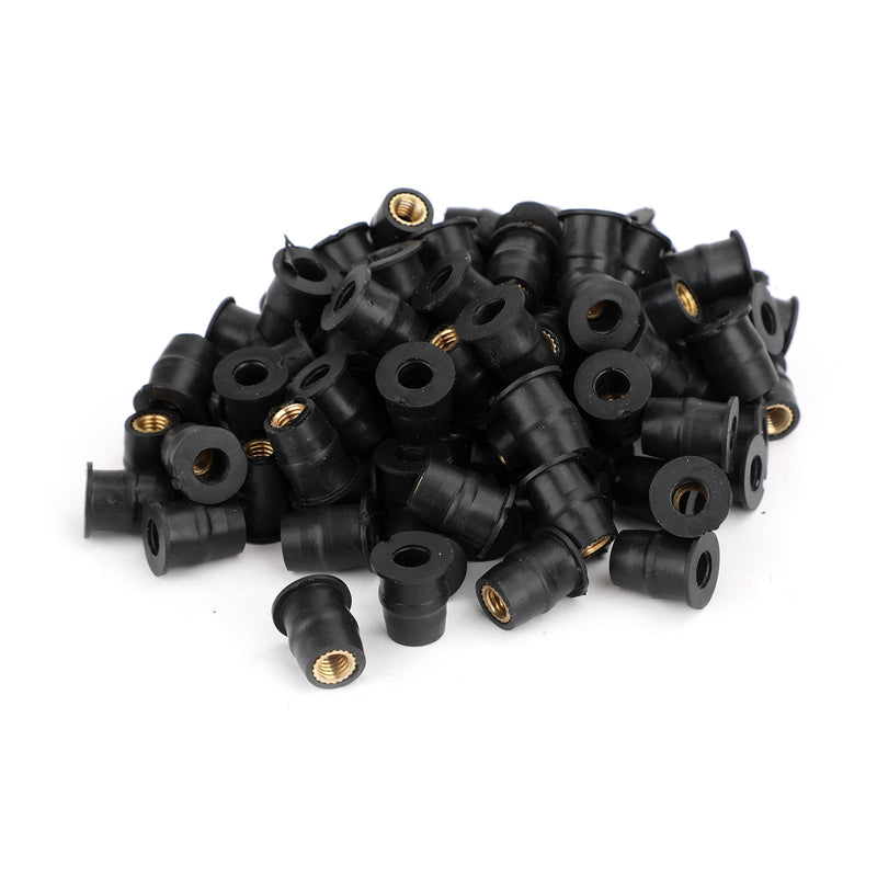 100 Quantity 10-32 M5 Rubber Well Nut Windscreen & Fairing 3/8 Wellnuts - 5mm Generic