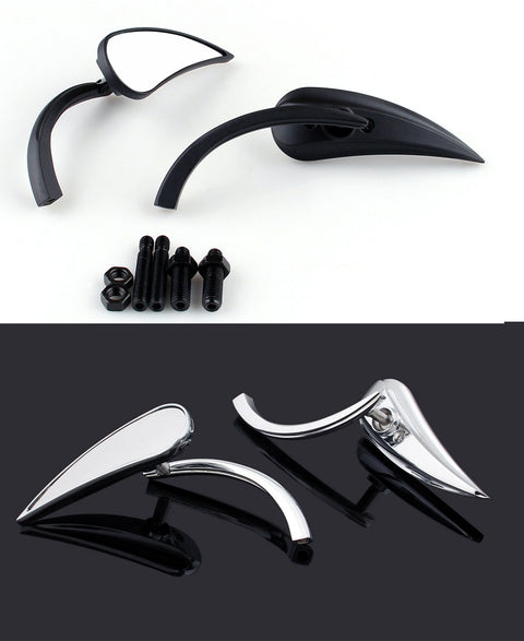 Mirrors Teardrop Chrome Fit Honda Suzuki Kawasaki Victory Harley Generic