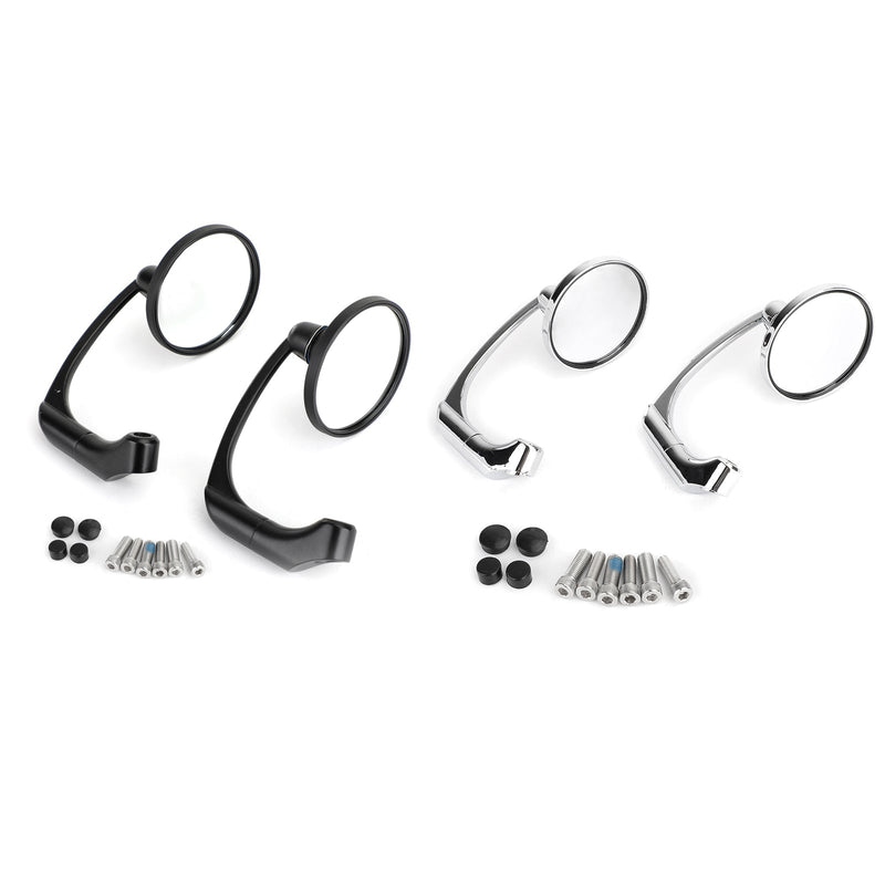 Cafe Racer Bobber Custom Motorcycle Generic Pair M8 M10 Retro L-Bar Round Mirrors