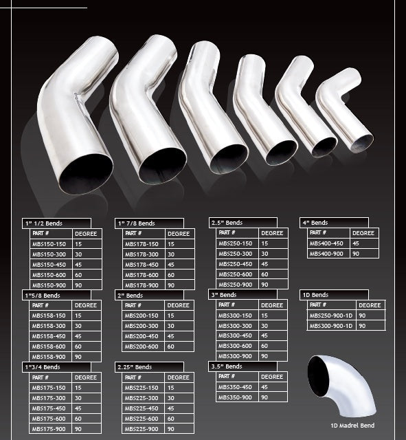 XForce Mandrel Bend - 2.25in Bend, 45 Degree, Stainless Steel