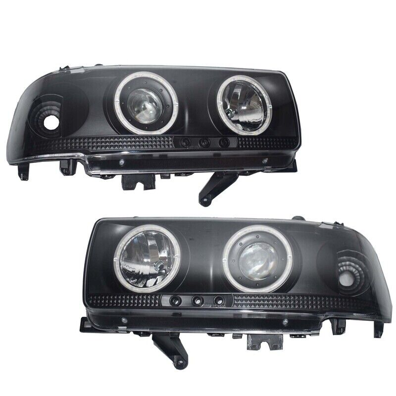 Fit For Toyota Landcruiser 80 Series Halo Projector AU Smoke Angel Eye Pair Head Lights LED