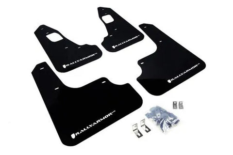 Rally Armor UR Rally Mud Flap (Mazdaspeed3 10-13) Black/White Logo — fits Mazda 3 Gen 3