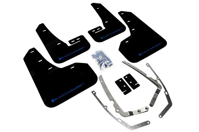 Rally Armor UR Rally Mud Flap (Mk7 Golf Inc GTI/Mk7.5 Golf R) Black/Blue Logo — fits Volkswagen Golf Gti