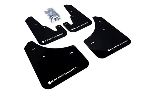 Rally Armor UR Rally Mud Flap (Mazdaspeed3 04-09) Black/White Logo — fits Mazda 3 Gen 2