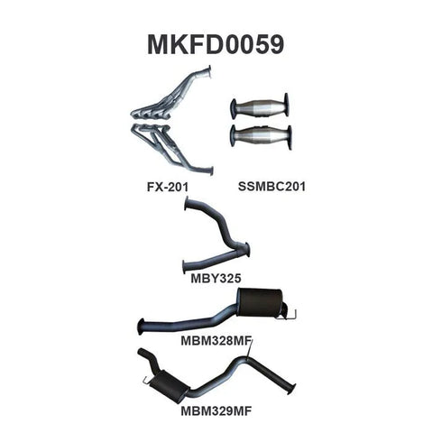 Manta Performance 3in Exhaust with Extractors Muffler/Muffler (Falcon AU 98-02) — fits Ford Falcon