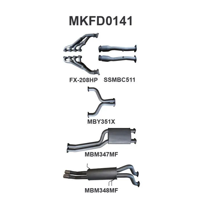 Manta Performance Dual 2.5in Exhaust with Extractors Muffler/Muffler (Falcon BA/BF 02-08) — fits Ford Falcon