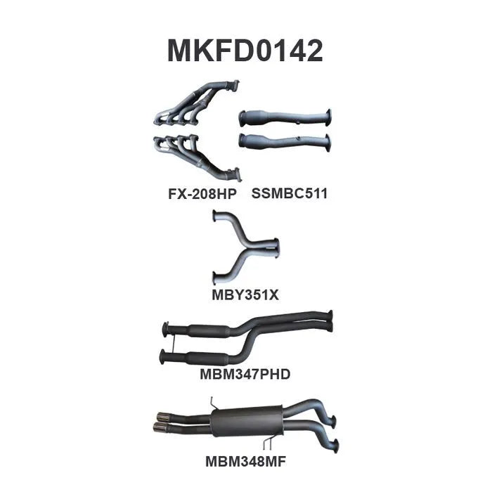 Manta Performance Dual 2.5in Exhaust with Extractors Hotdog/Muffler (Falcon BA/BF 02-08) — fits Ford Falcon