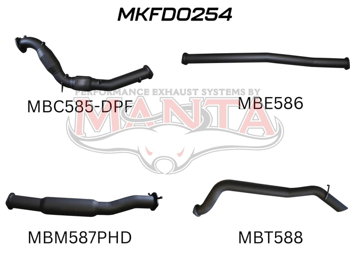 Manta Performance Turbo Back with Cat - Hotdog (Ranger PX2 15-18) — fits Ford Ranger