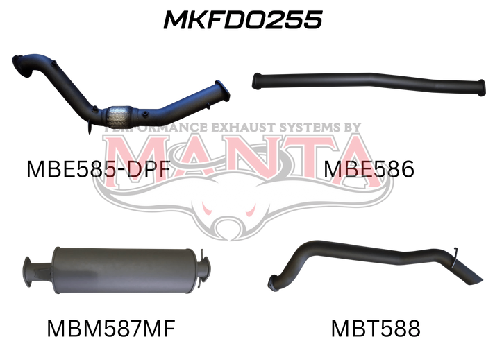 Manta Performance Turbo Back without Cat - Muffler (Ranger PX2 15-18) — fits Ford Ranger