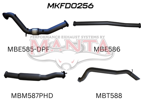 Manta Performance Turbo Back without Cat - Hotdog (Ranger PX2 15-18) — fits Ford Ranger