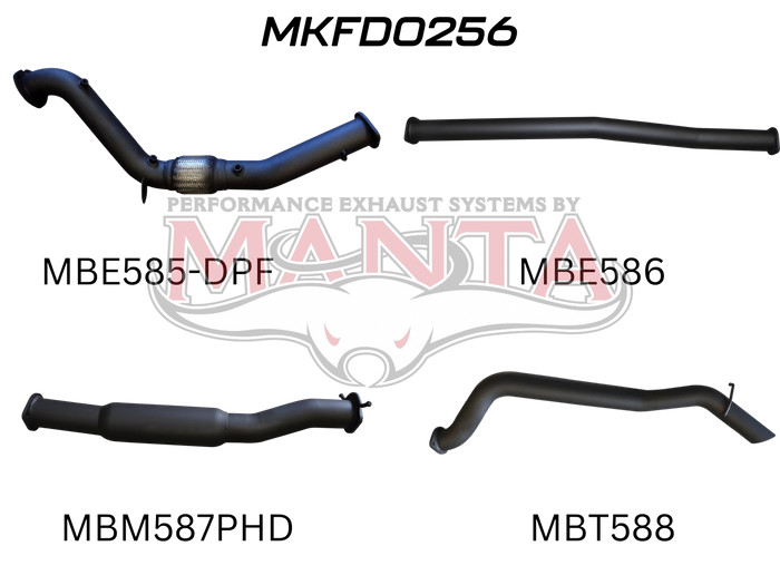 Manta Performance Turbo Back without Cat - Hotdog (Ranger PX2 15-18) — fits Ford Ranger