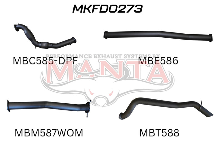Manta Performance Turbo Back with Cat & without Muffler (Ranger PX2 15-18) — fits Ford Ranger