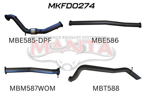 Manta Performance Turbo Back without Cat & Muffler (Ranger PX2 15-18)
