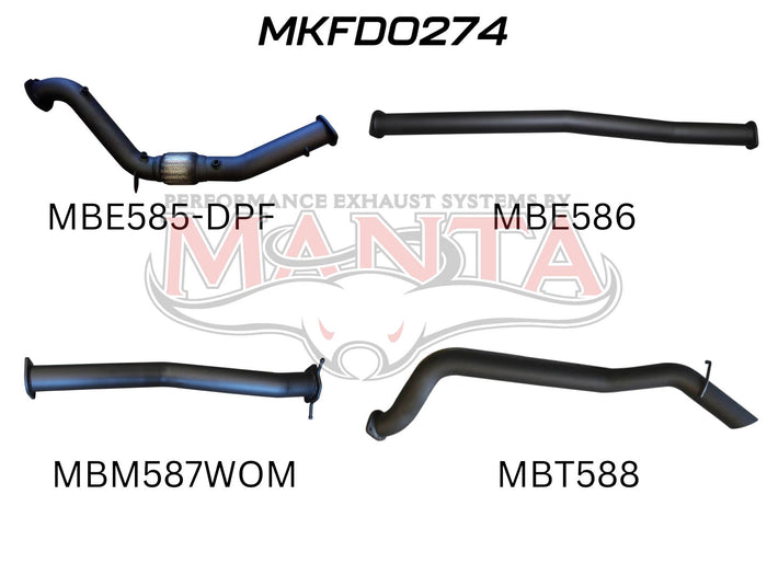 Manta Performance Turbo Back without Cat & Muffler (Ranger PX2 15-18)