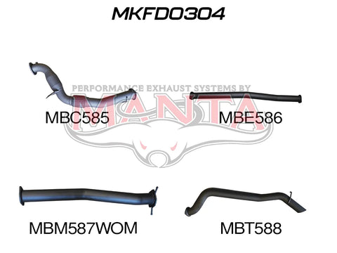 Manta Performance 3in Turbo Back With Cat, Without Muffler (Ranger (Pre-DPF) PX, PX2, 3.2L)